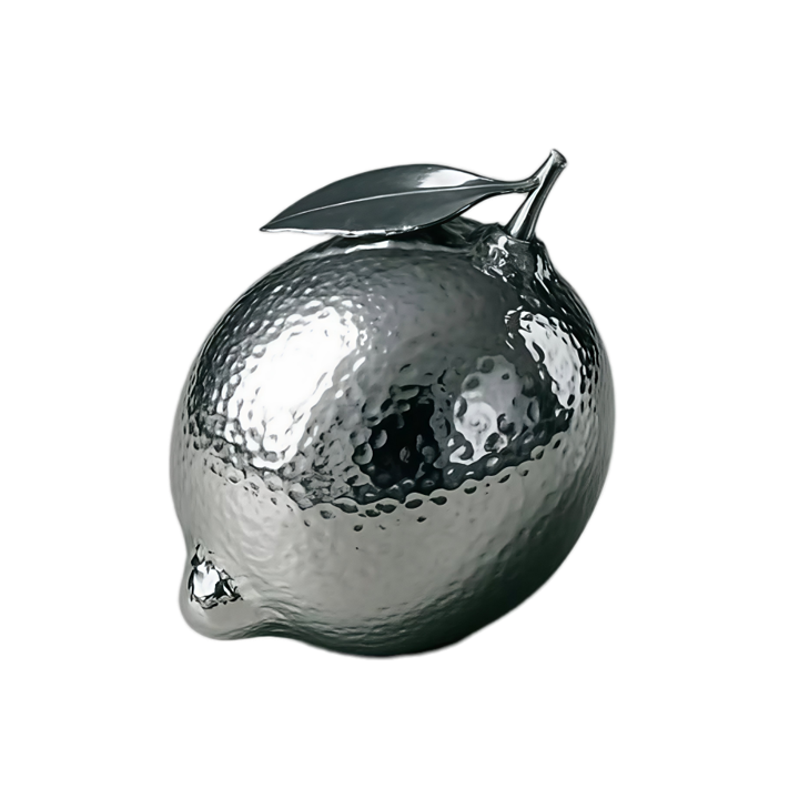 Orbiting chrome lemon badge